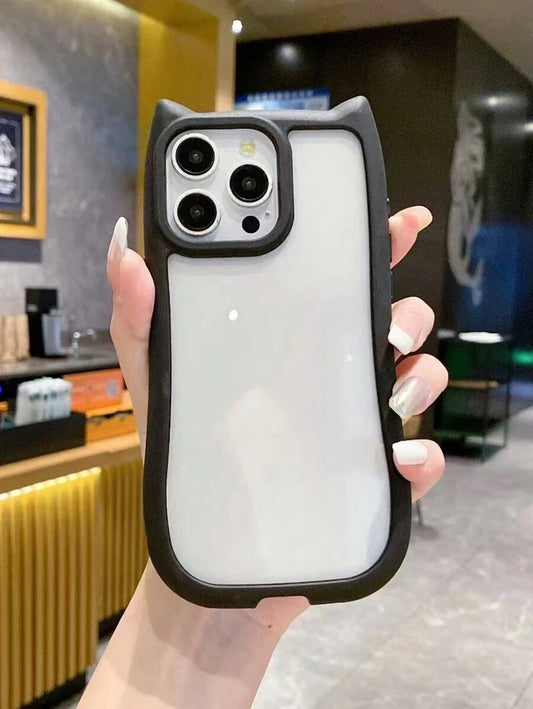 Cute 3D Kawaii Cartoon Ears Clear Back Color Soft Borders Case